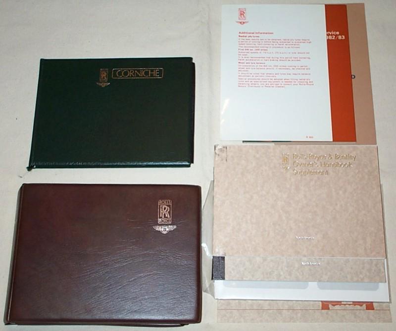 Original rolls-royce & bentley corniche owner's handbook, folder 1982 lot 