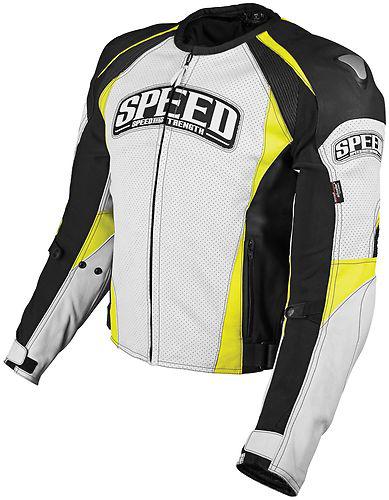 Speed and strength twist of fate leather  jacket hi-viz yellow white size 40
