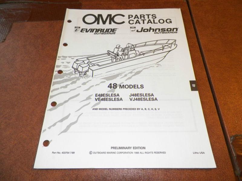 1990 omc johnson & evinrude 48 hp outboard boat motor parts catalog