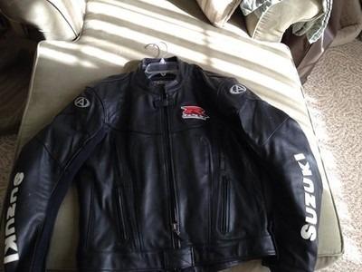 Black leather agv sport suzuki gsxr jacket size 44 barely used!
