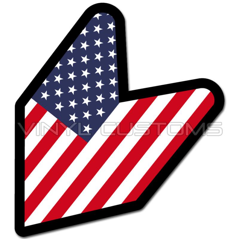 4" american wakaba leaf america usa flag decal sticker jdm a+
