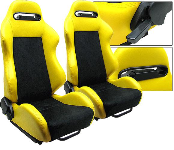 2 yellow & black racing seats reclinable + sliders all pontiac new **