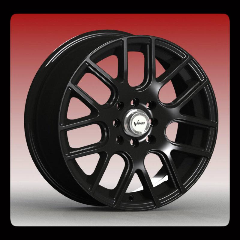 15" x 6.5" vision 426 cross 4x100 4x108 cougar integra matte black wheels rims