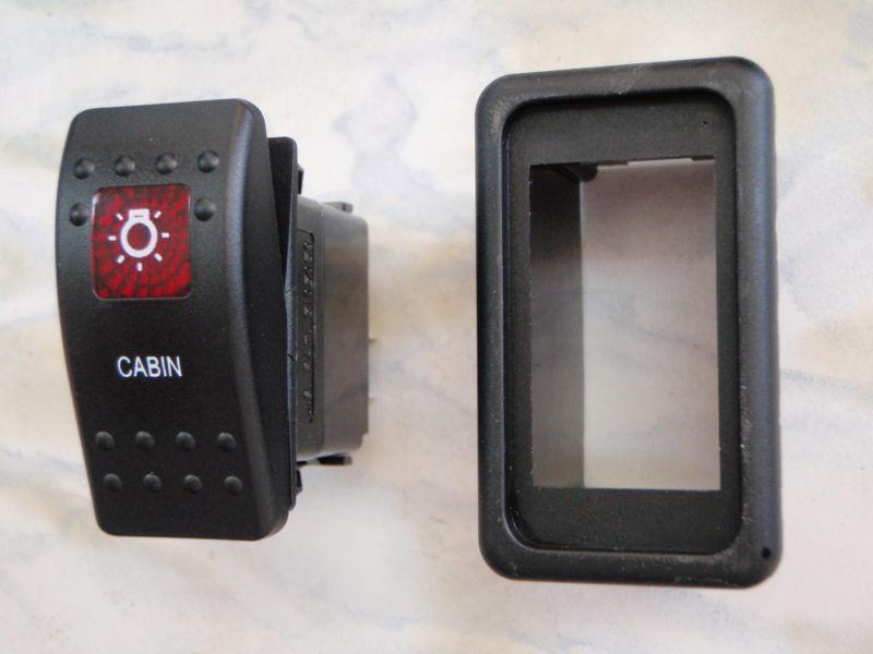 Cabin light switch with vms panel  carling v1d1 1 red lens black contura ii boat