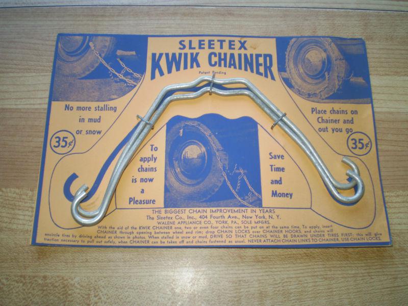 1930-40's sleetex kwik chainer display nos original plymouth chevy ford