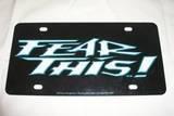 Fear this black plastic license plate tag