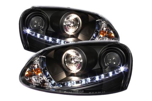 Spyder vg06hiddrl black clear projector headlights head light w leds drl