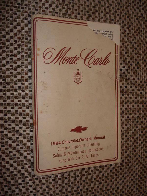 1984 chevy monte carlo owners manual original rare ss
