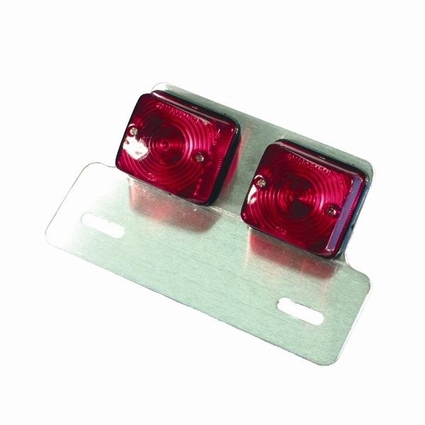 Bike-it red motorcycle rear tail light universal chrome twin square