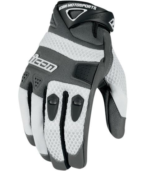 Icon anthem mens motorcycle gloves leather / textile white l lg large