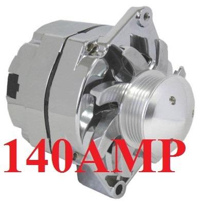 Chevy gm new 140 high amp chrome 1-wire alternator with billet fan and 6-groove