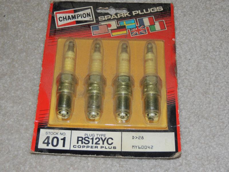4x nos vintage champion spark plugs rs12yc (401)