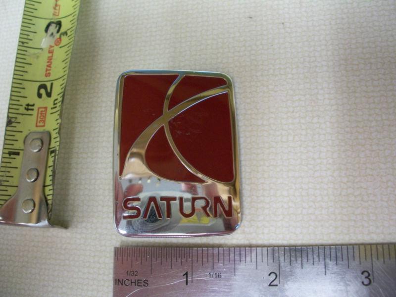 Saturn red square emblem chrome bagde oem used  w free shipping