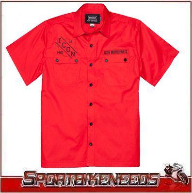 Icon kingsley workshirt new size 2xl xxl red black t-shirt button up