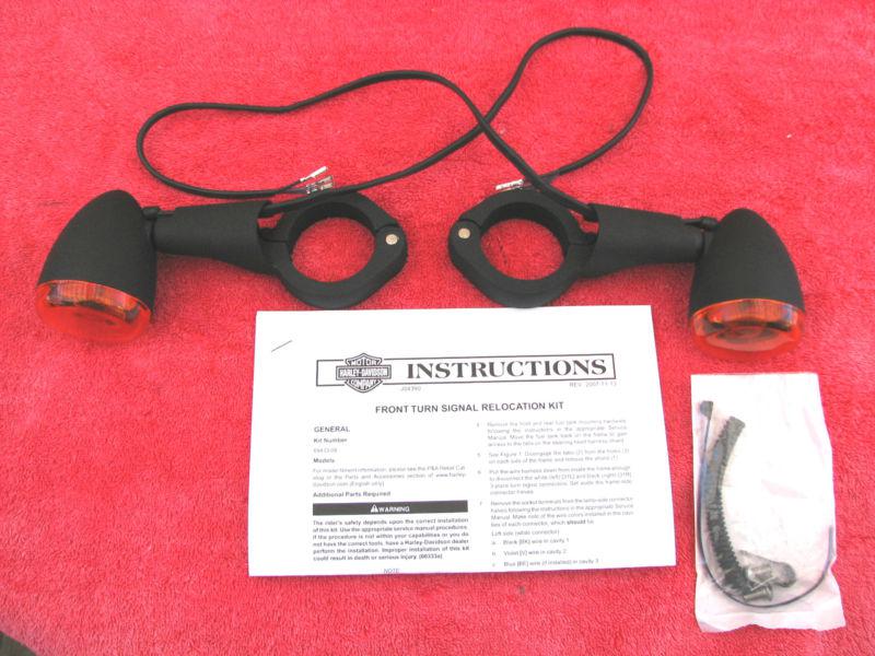 Harley 08+ dyna turn signal relocation kit wrinkle black turn signals 69433-08a