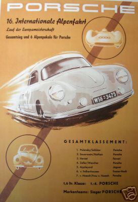 Porsche 356  internationale alpenfahrl 1953  poster  
