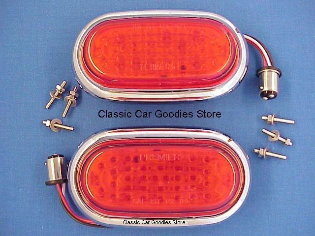 1942-1948 ford tail lights (2) 48 led. chrome bezel. 1946 1947