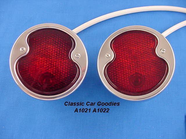 1932 ford tail lights (2) polished stainless steel. new!