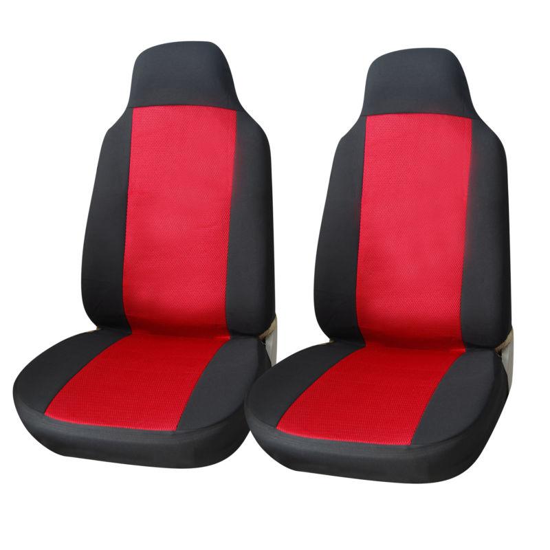 Adeco 2-piece universal size car vehicle front seat cover set  - black and red 
