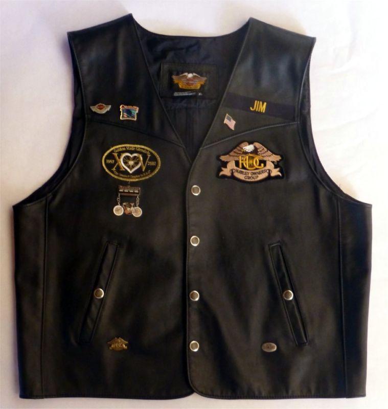 Harley davidson men's black leather motorcycle vest