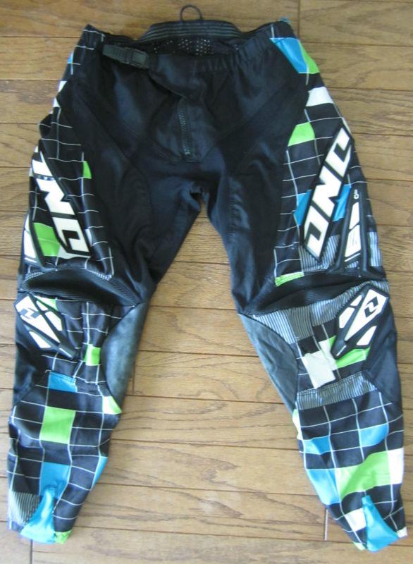 Men's one industries blue green wht black motocross mx motox atv pants size 32"