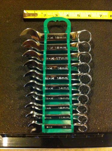 Sk tools wrench set stubby combination 10pc metric 10mm to 19mm with rack