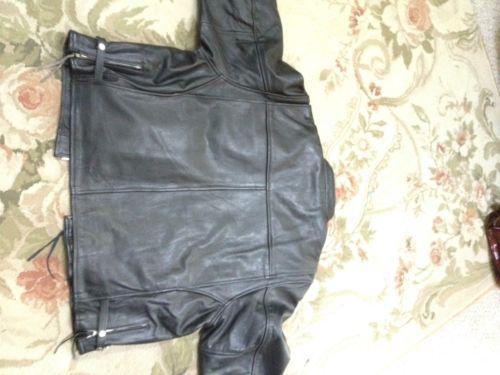 Leather jacket black, biker mens size 56 , harley , with removable liner