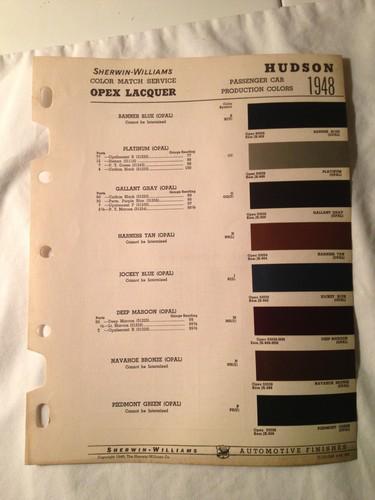 1948 hudson passenger car sherwin -williams paint color chip chart~mixing guide