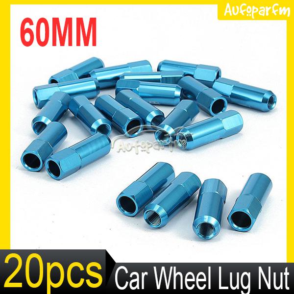 20pcs m12x1.5 blue 60mm aluminum extended wheel lug nuts lugs open up honda