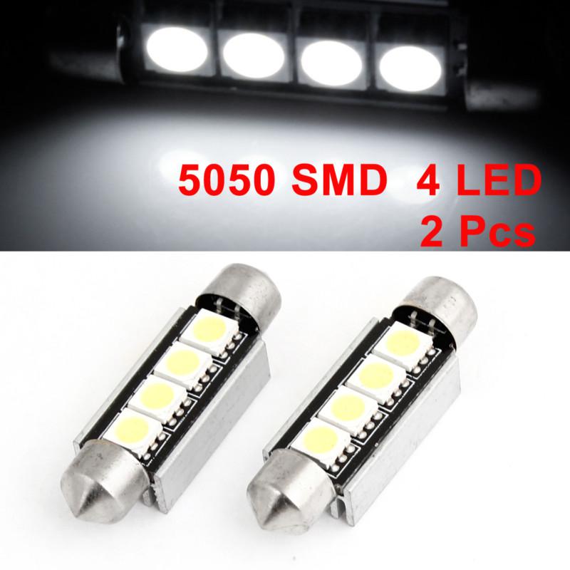 2 pcs 41mm white 4 led 5050 smd canbus festoon light bulb for auto dome lamp