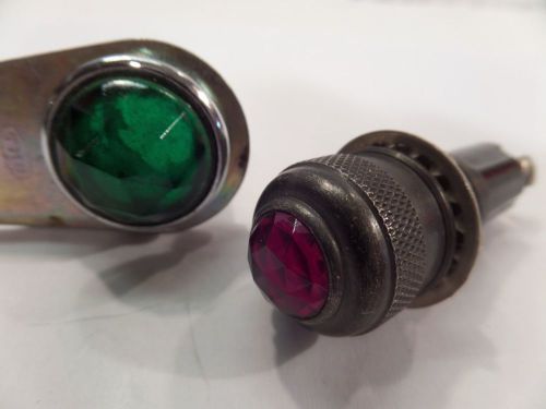 Lot of 2 - vintage jewel lens dash gauge panel lights red dialco and greentms