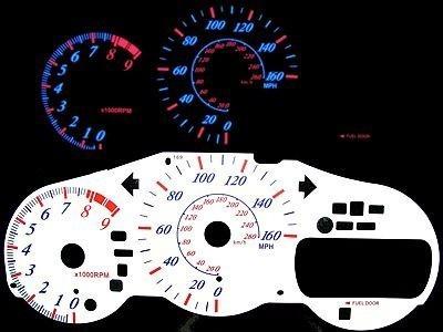 Toyota celica 160 mph gt-s white face glow gauges 2000 2001 2002 2003 2004 kmh