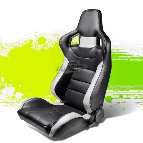2 x pvc leather high-head jdm sports racing seats+adjustable slider driver side