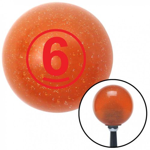 Red ball #6 orange metal flake shift knob with 16mm x 1.5 insertleather gear