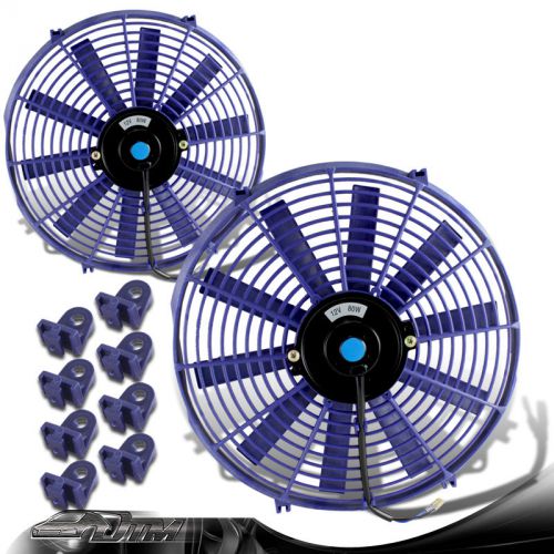 2x universal blue 14&#034; 1500 cfm 2250 rpm electric cooling pull slim radiator fan