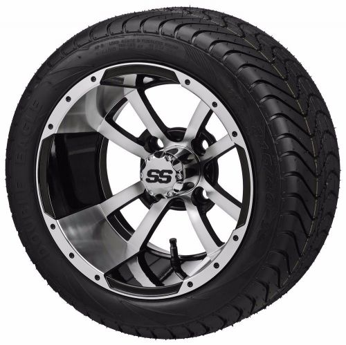 Set of 4 - 215/35-12 tire on a 12x7 black/machined type 7 wheel w/free freight