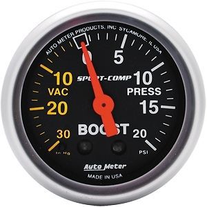 Auto meter 3301 sport-comp series gauge 2&#034; boost/vacuum mechanical