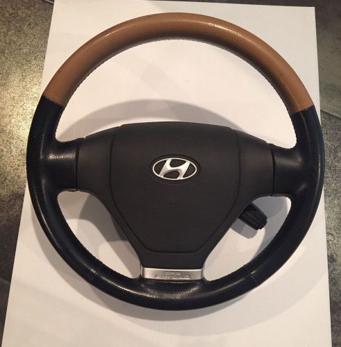 2006 hyundai tiburon black beige tan leather steering wheel airbag factory oem