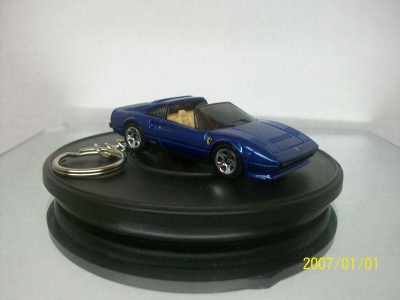 Hotwheels blue ferrari 308 gts scale 1/64-open conv't top-loose keychain fob