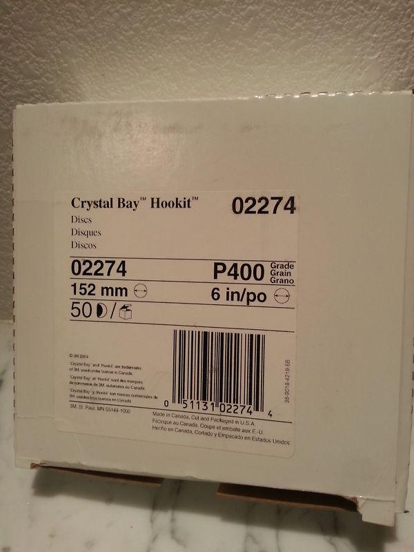 3m crystal bay hookit sanding discs 6" da sand paper p400 400 grit #02274 50ct