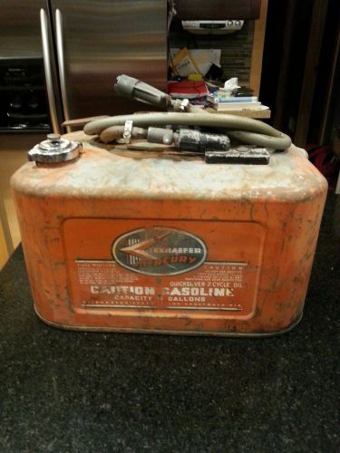 Mercury kieckhaefter gas tank fuel petro metal vintage with hose quicksilver