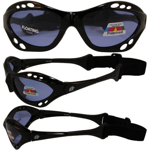 Floating polarized sunglasses with built in strap black frame jet skiing fishing