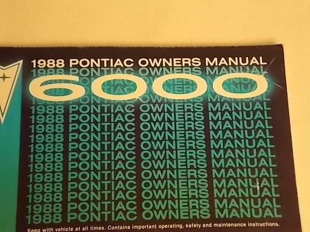       1988     pontiac       6000      owners         manual
