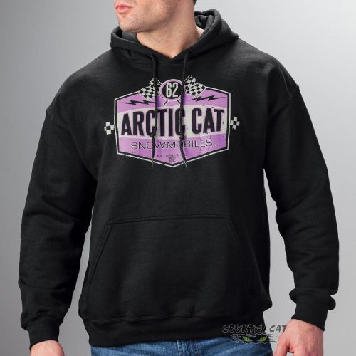 Arctic cat men&#039;s snowmobiles cotton polyester retro hoodie - black - 5279-38_