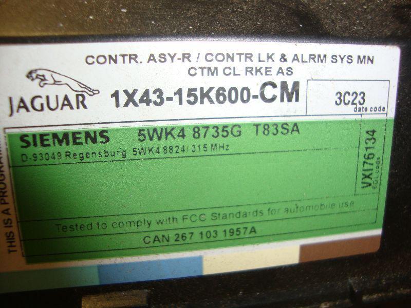 03 jaguar x type chassis ecm body cont bcm green label from vin d17472