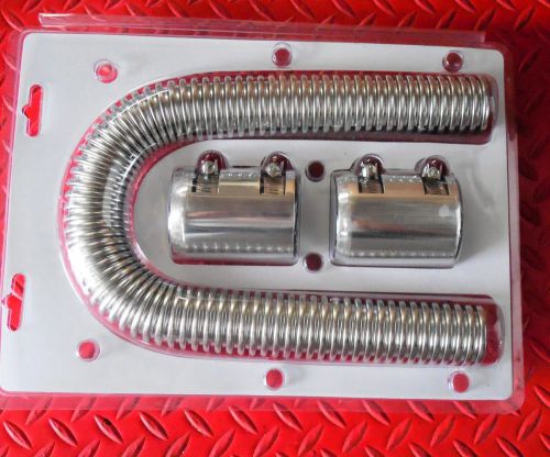 Radiator hose kit 24&#034; stainless flexible hose chromed aluminum end caps