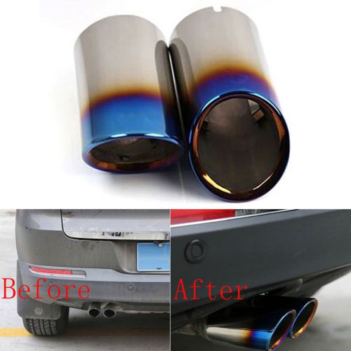 Stainless no screw rear tail exhaust muffler tip end pipe for tiguan 10-2015 2x