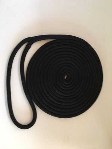 (4) 1/2&#034; x 25&#039; black dock line double braid nylon rope made in the usa