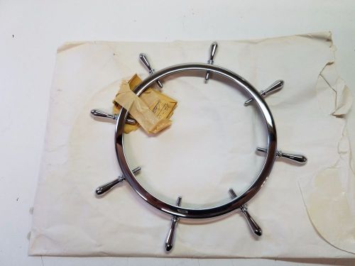 Vintage chrome ships wheel nautical clock trim ring nos no scratches / *mint*