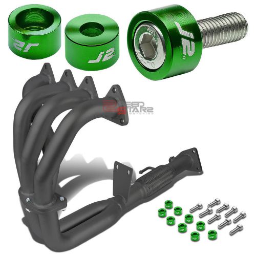 J2 for h23/bb2 black coated exhaust manifold header+green washer cup bolts